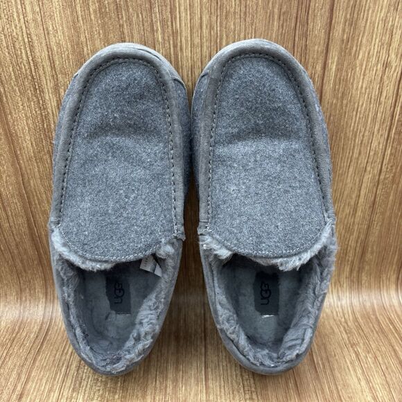 UGG Men Slippers Ascot Wool Loafer‎ Shoes Grey Sz US 9
